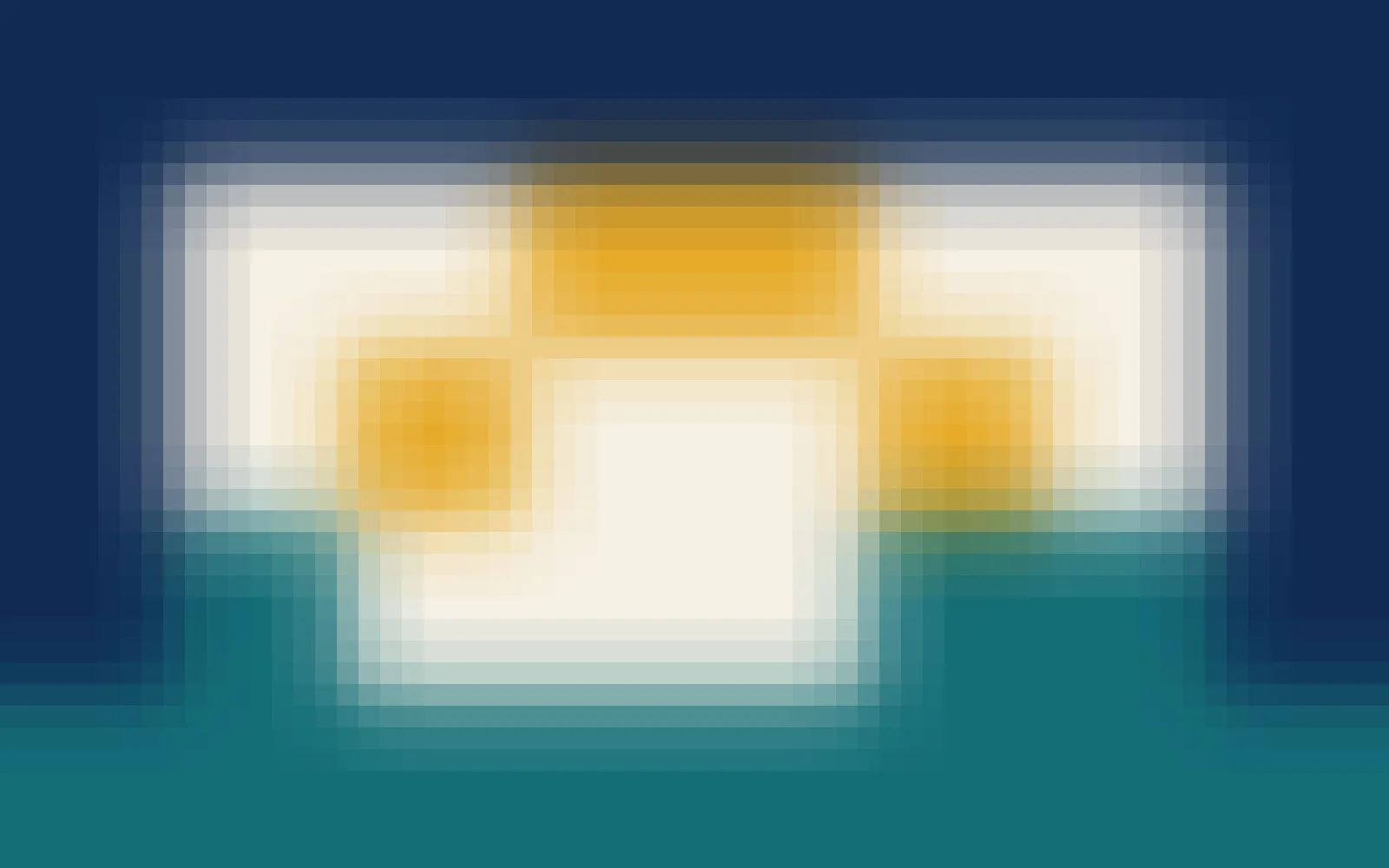 Ilustração abstrata em azul-marinho, verde-petróleo e dourado, formada por blocos de cor, sem pessoas nem objetos reconhecíveis.